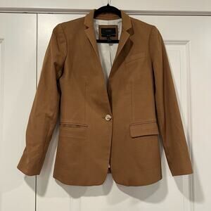 J‎ Crew Regent Women's Camel Tone Tan Wool Fitted Blazer Size OO